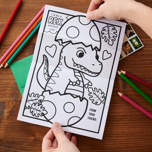 Baby Dinosaur Eggs Valentine Folding Surprise Coloring Page Card- Cute ...