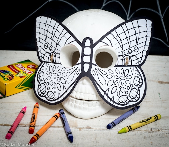 Halloween Printable butterfly coloring mask for kids butterfly color activity mask insect mask fun girl halloween craft DIY print at home Il_570xn