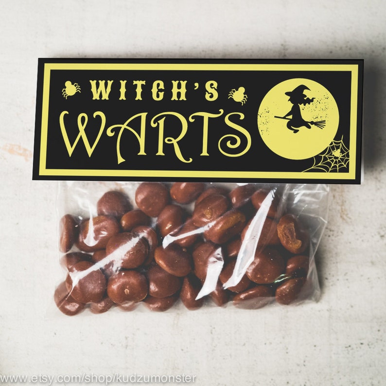 INSTANT DOWNLOAD Halloween witch warts Treat Topper Candy Bag image 1