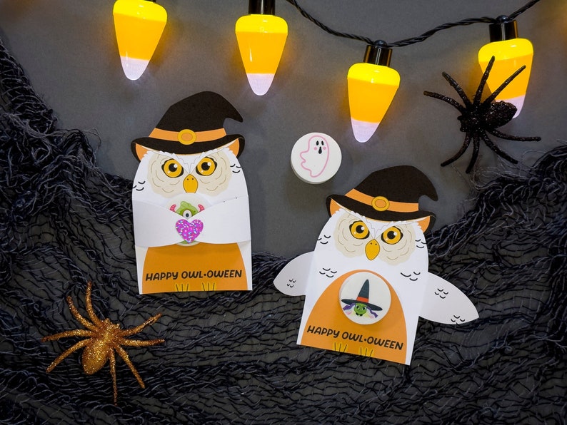 Printable Owl Witch Candy Hugger  Halloween Card  image 1