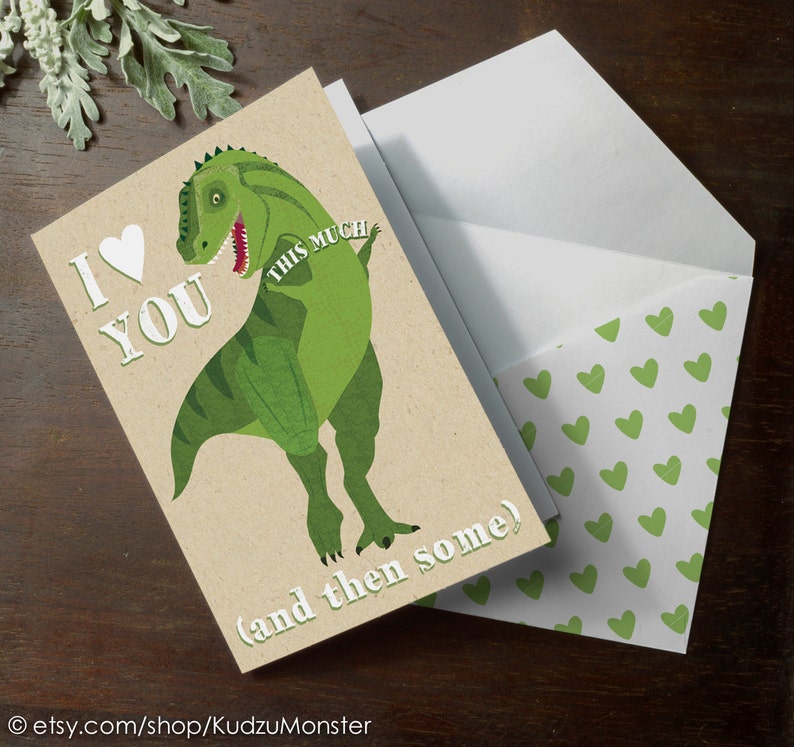 Funny Printable Dinosaur I love you this much big head little image 1