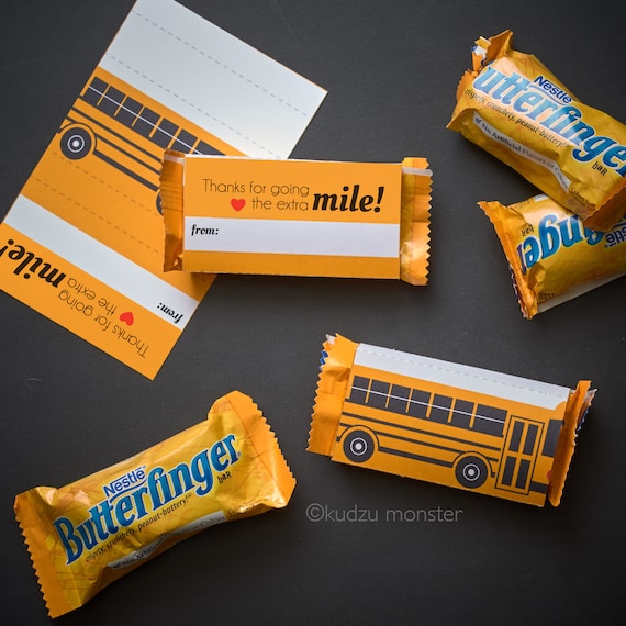 School bus teacher appreciation week printable bus driver appreciation gift candy bar wrapper fun size butterfingers instant download Il_570xn