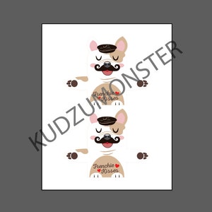 Frenchie Puppy Classroom Candy Holder valentines french bulldog dog individual candy valentine card Valentine's day chocolate heart holders image 2