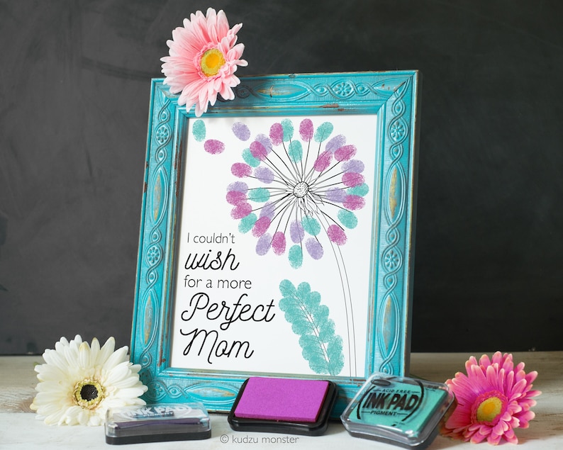 Mother's Day Finger Paint Art Printable Dandelion DIY image 1