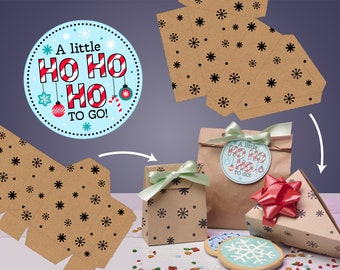 Printable pie slice box | print and fold cake box | instant download treat bag | Ho ho ho To go bag, box, and gift tag | Print and fold box