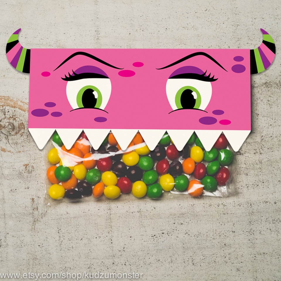 Printable pink halloween treat bag topper halloween party favor