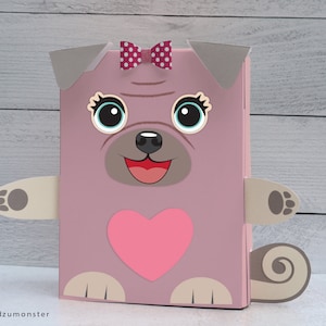 Pug Valentine Box Printable Decor Kit 3D ears, eye options, 3D bow, sunglasses, cute girly dog mailbox school valentine&#39;s day cards