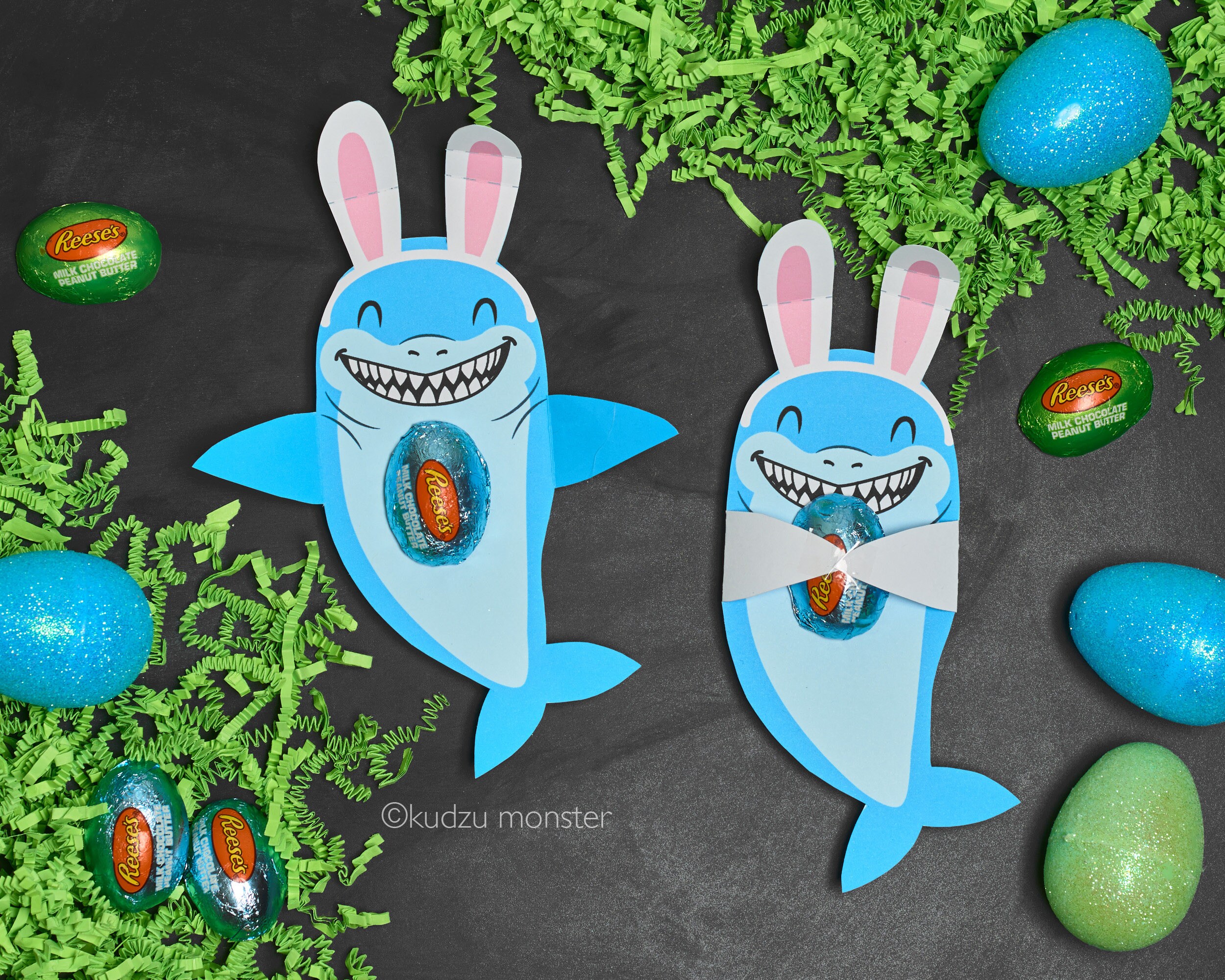 Shark Easter Card Candy Hugger Funny Sharks With Easter Bunny Ears