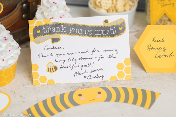 Printable Kid's Bumble Bee Birthday Party Decorations, Honey Bee