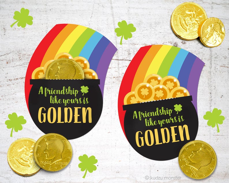 St. Patrick's Day printable pot of gold card for chocolate image 1