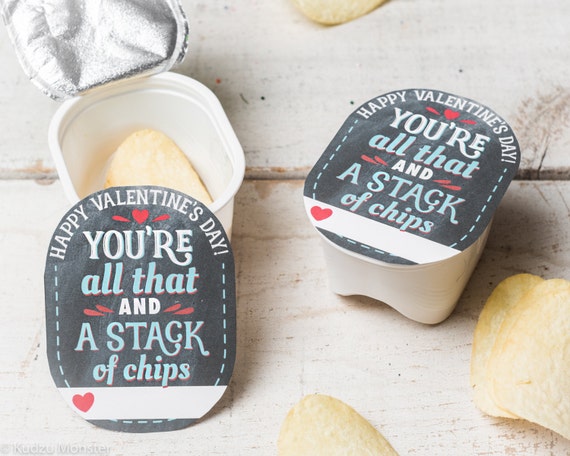 INSTANT DOWNLOAD printable chips pringles valentines You're all that and a stack of chips for snack size chips chalkboard texture background Il_570xn