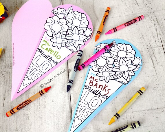 INSTANT DOWNLOAD Teacher Appreciation Day Blank Name Card Coloring Page 