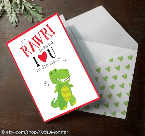 Funny Printable Dinosaur RAWR means I love you in dinosaur T-rex Tyrannosaurus Rex Dino cute INSTANT download Father's day card Il_570xn