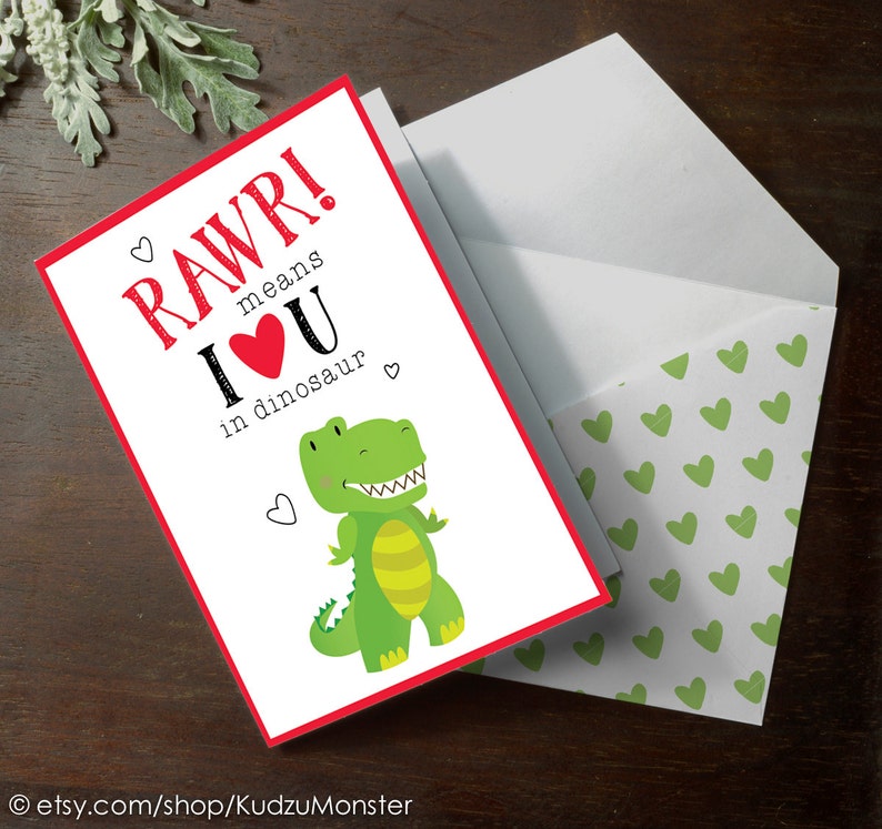 Funny Printable Dinosaur RAWR means I love you in dinosaur image 1