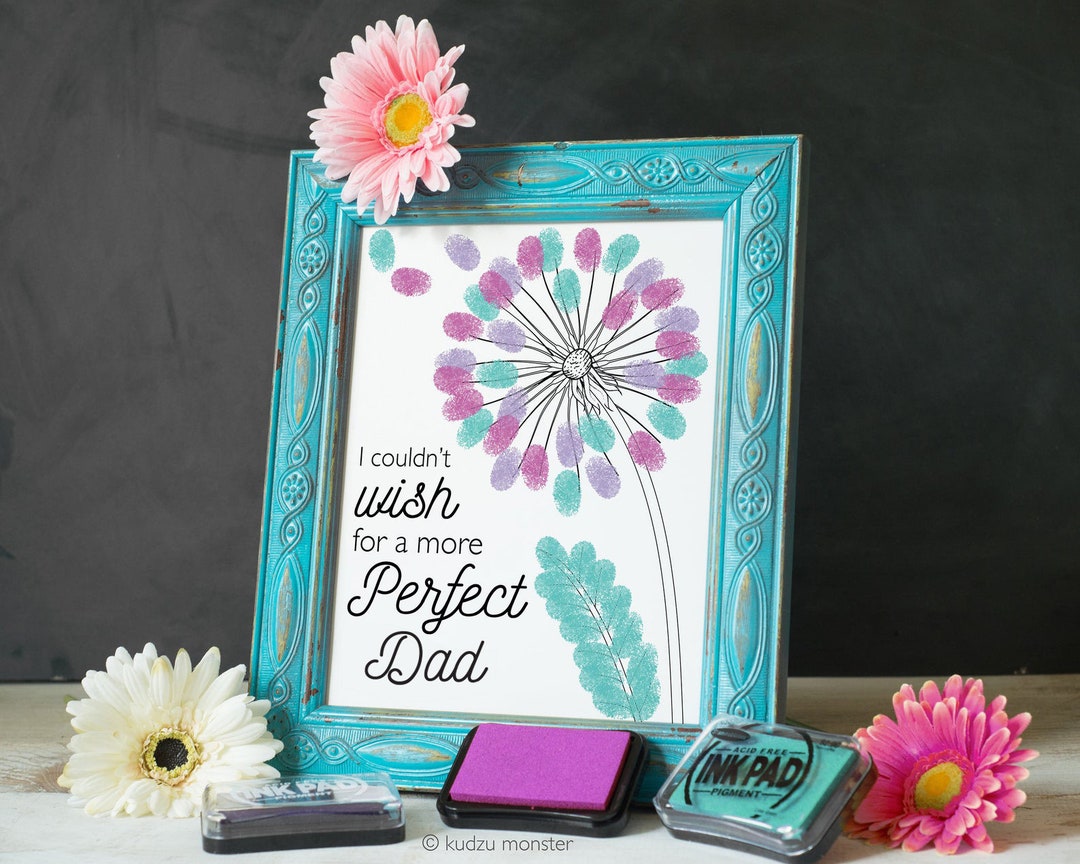 Father's Day Finger Paint Art Printable Dandelion DIY Kid's Art ...