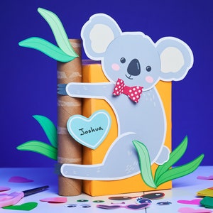 Koala Printable Box Kit DIY Valentine Box Decor Kit for Valentine's Day cards school kid valentine craft kit Valentine's Day mailbox image 1