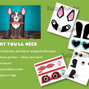 Boston Terrier Valentine Box Printable Decor Kit, Cute Puppy Dog ...