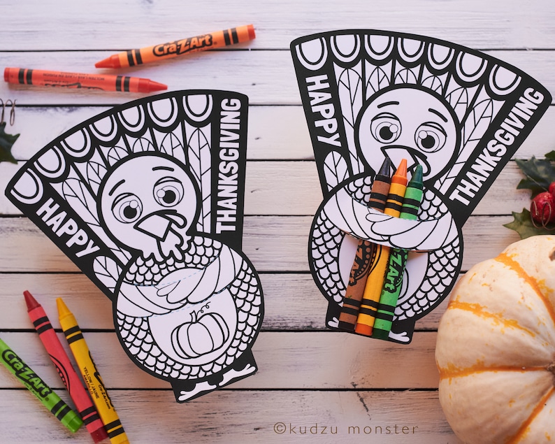 Thanksgiving printable Turkey coloring page crayon hugger image 1
