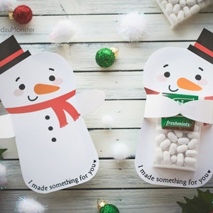 Bonhomme de neige Poop Hugger drôle de Noël porte-bonbons carte pour enfants en classe fête de vacances faveur téléchargement instantané imprimable cadeau crottes de neige