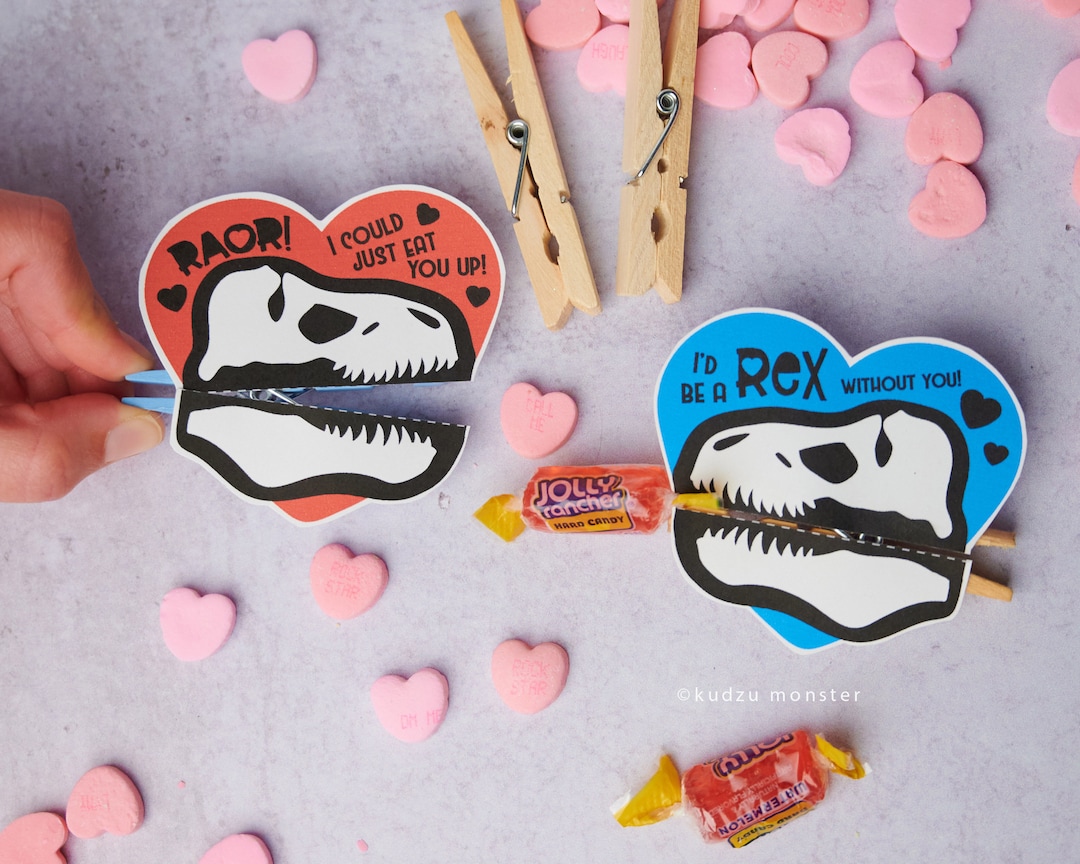 T Rex Dinosaur Fossil Valentine Printable Clothespin Puppet Boy ...