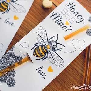 Valentines Honey Stick Card Label INSTANT DOWNLOAD valentine printable DIY file Healthy Treat for Valentine's Day Gift Classroom Valentine