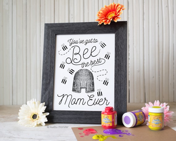Finger Paint Art Mother's Day Printable Bumble Bee DIY Kid's Art