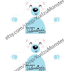 Polar Bear Classroom Candy Holder valentines cute animal hug individual candy valentine card bear woodland Valentine's day chocolate holders image 2