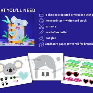 Koala Printable Box Kit DIY Valentine Box Decor Kit for Valentine's Day cards school kid valentine craft kit Valentine's Day mailbox image 2