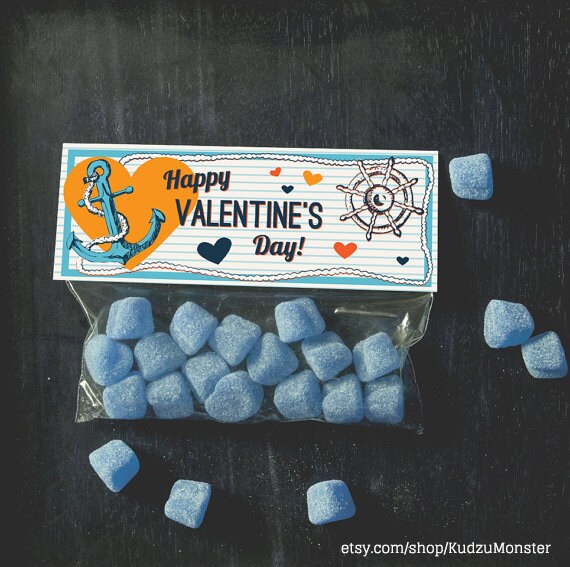 INSTANT DOWNLOAD Printable treat topper valentine's day nautical anchor sailor ship sea ocean valentine candy bag topper treat bag top Il_570xn