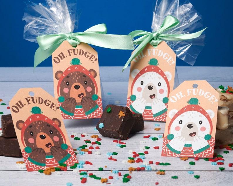 Printable Fudge Gift Tags  Oh Fudge Polar Bear and Brown Bear image 1