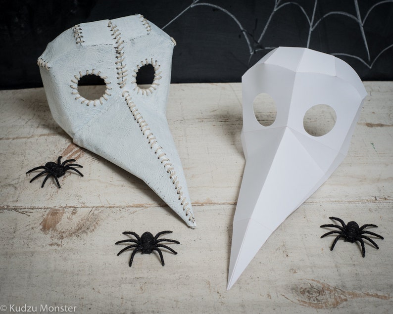 Printable Paper Plague Doctor Mask Spy vs Spy bird mask DIY foldable mask template Crow Bird Raven Big Beak Mask image 2