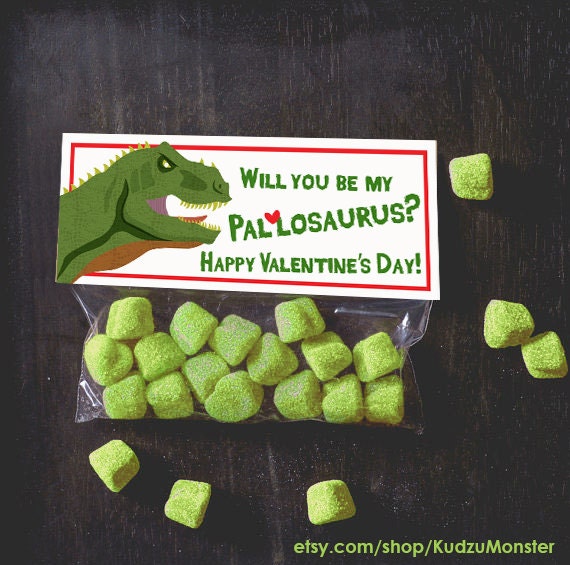 Allosaurus Dinosaur Valentine Treat Topper INSTANT DOWNLOAD printable print at home valentine's day candy bag label top boy valentine funny Il_570xn