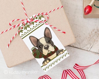 Frenchie Printable Holiday Gift Tags - French Bulldog Christmas Tags you can download instantly and print from home