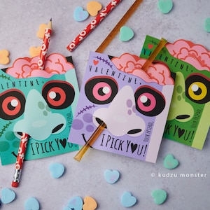 Grappige Zombie Neuspeuteren Valentijnsdag Klaslokaal Potloodhouder Valentijnsdag Valentijnskaart Valentijnsdag Pixie Sticks Ik kies jou