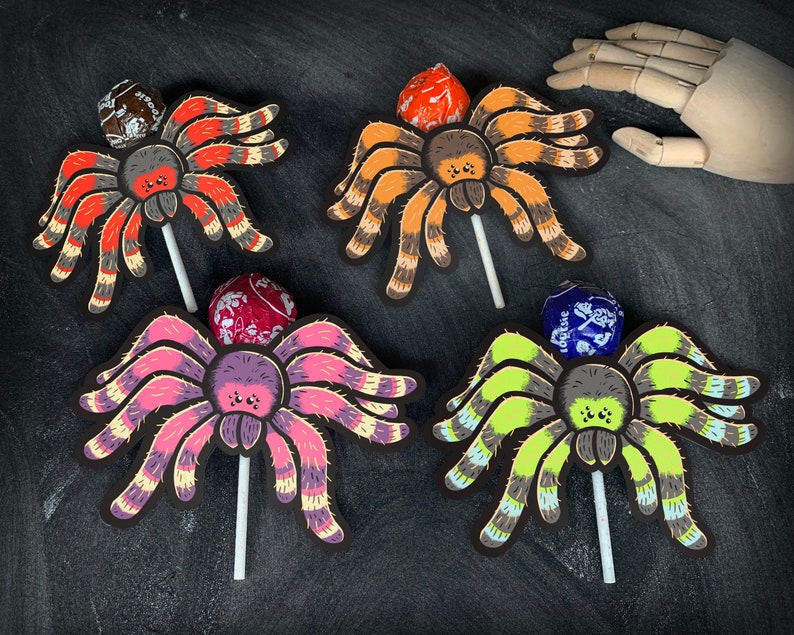 Printable Tarantula Pops  Colorful Spider Cards for Trick or image 1