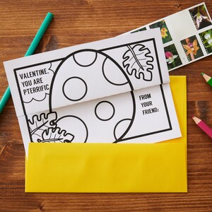 Baby Dinosaur Eggs Valentine Folding Surprise Coloring Page Card- Cute ...