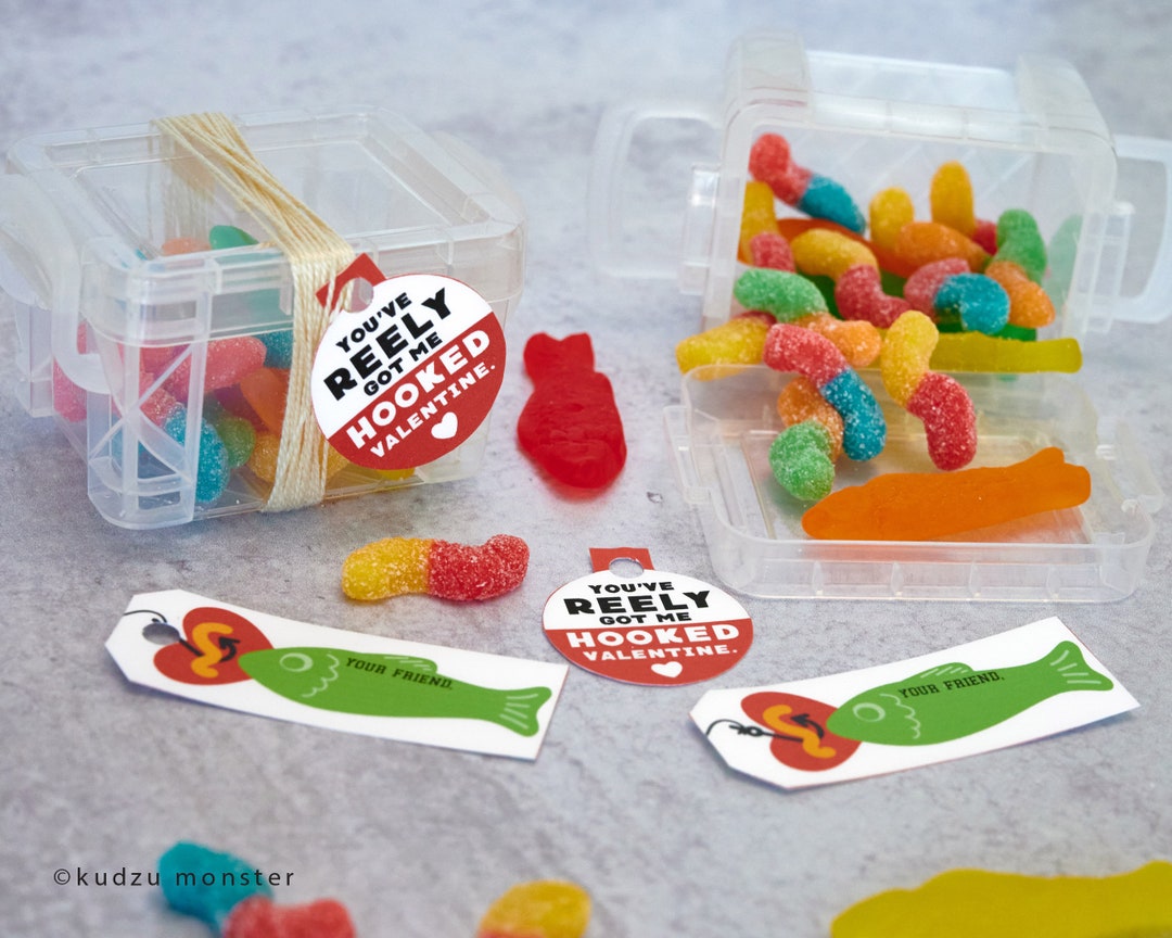Mini Tackle Box Valentine Printable Gift Tags Fish and Bait Bobber Tags for  Gummy Worms Candies Classroom Valentines DIY Instant Download -  Hong