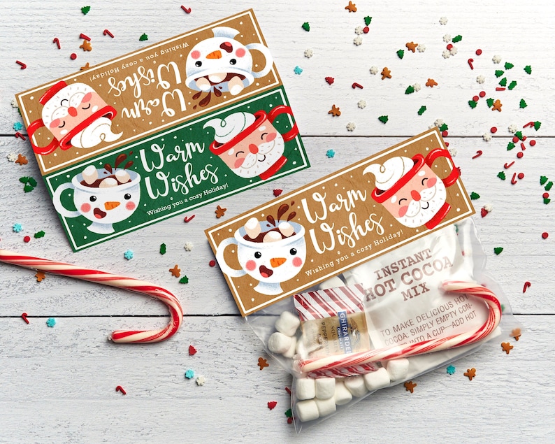 Printable hot cocoa kit treat bag topper  Christmas party image 1