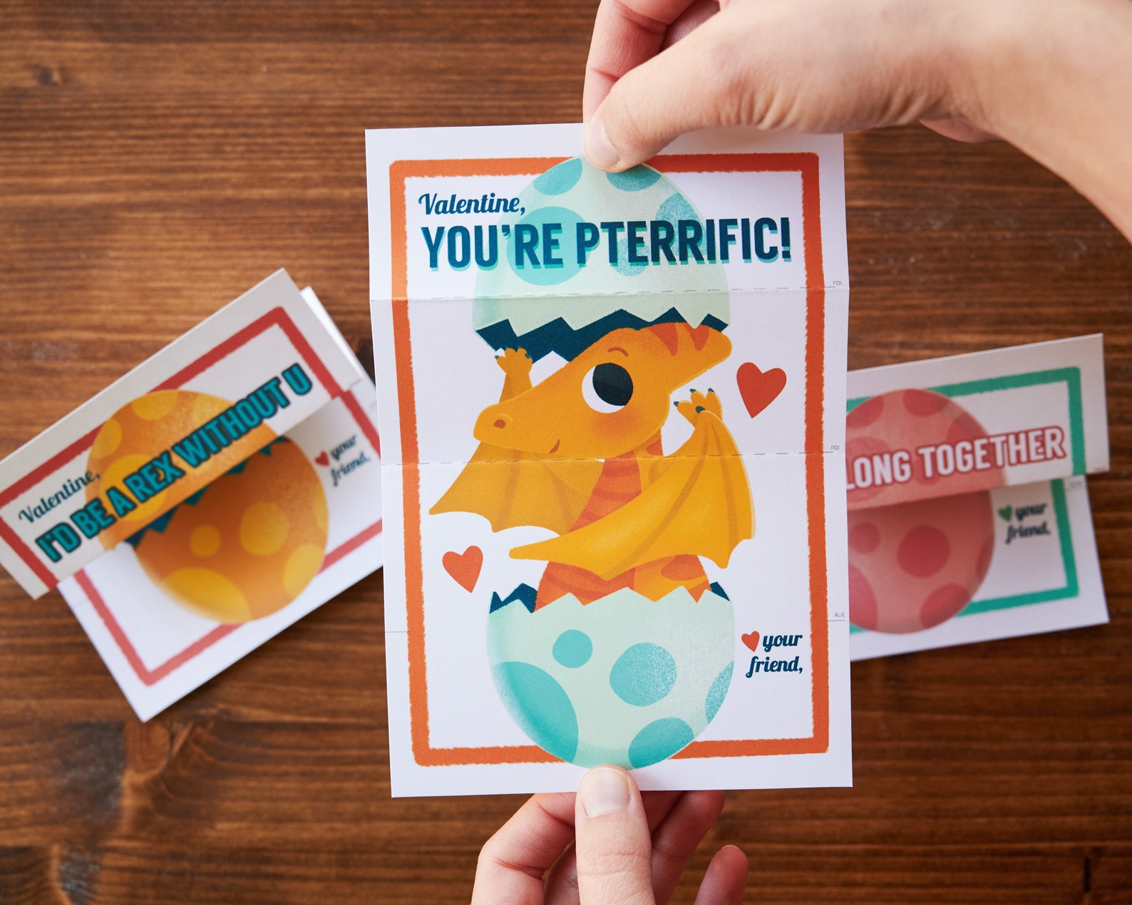 Set of 3 Baby Dino Egg Printable Valentine Cards- Cute Colorful Kid's ...