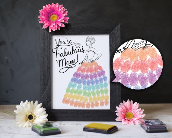 Mother's Day Finger Paint Art Printable Fashion Ball Gown