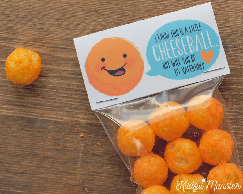 Valentines Cheeseballs Cheese Puffs Bag Label INSTANT DOWNLOAD image 1