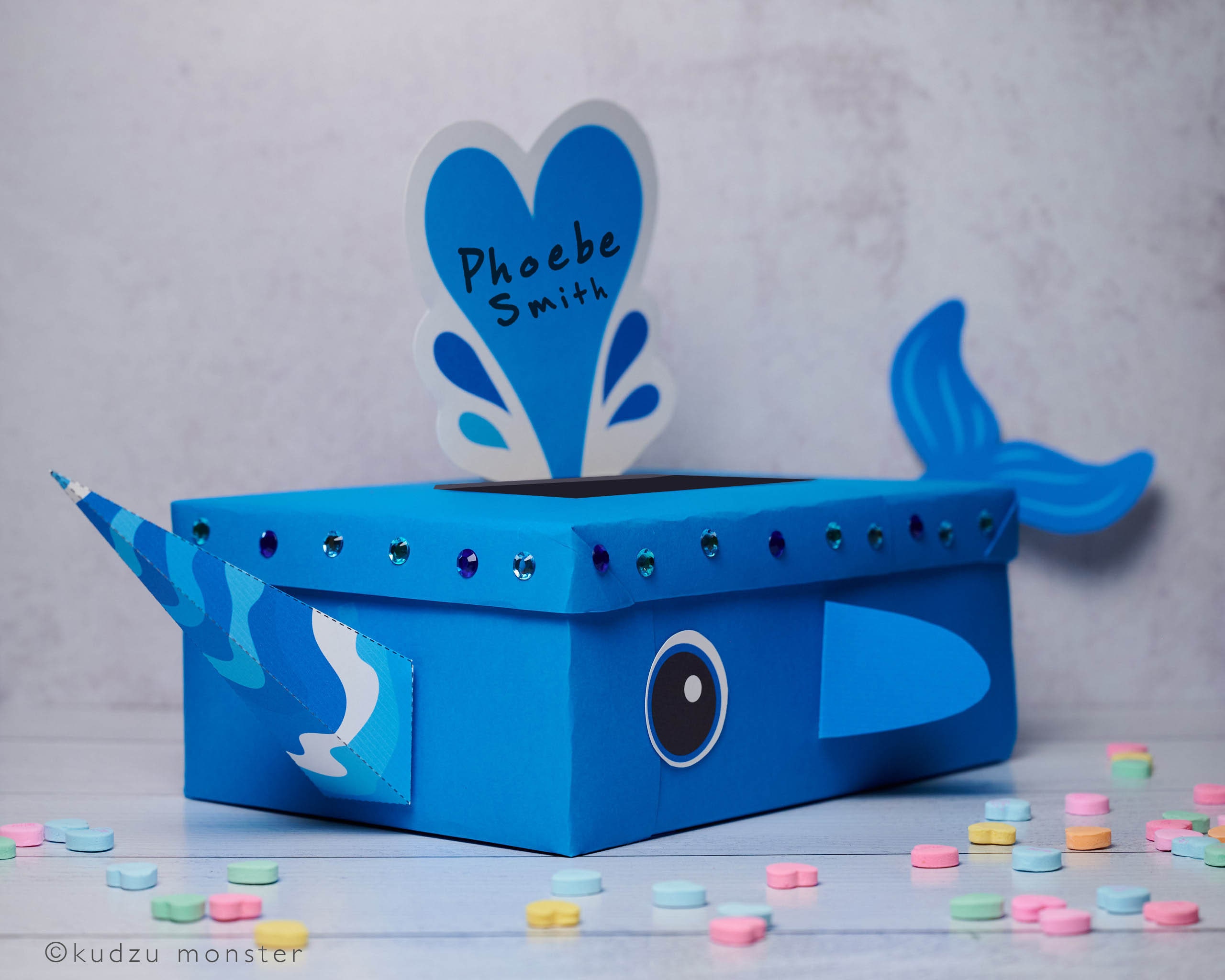 Narwhal Valentine Box Printable Decor Kit 3D Horn, Water Spout