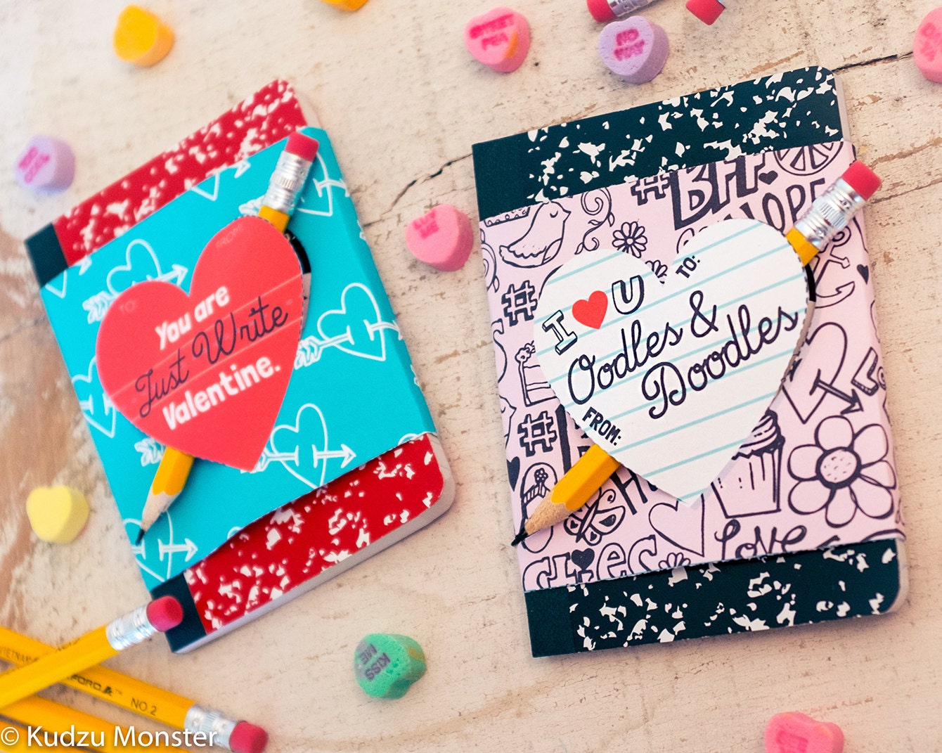 Instant Download Pencil DIY Kids Valentine Cards. School