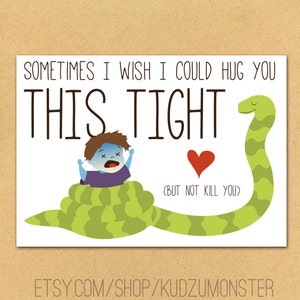 SOFORTIGER DOWNLOAD Klassenzimmer lustige Schlange Boa große Umarmung humorvoll druckbare Valentinstag Karten niedlicher Junge valentines
