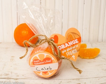 Étiquette imprimable orange de la Saint-Valentin, Clémentine, Saint-Valentin saine et sans bonbons pour l'école ORANGE, vous êtes heureux que nous soyons amis DIY Instant Download