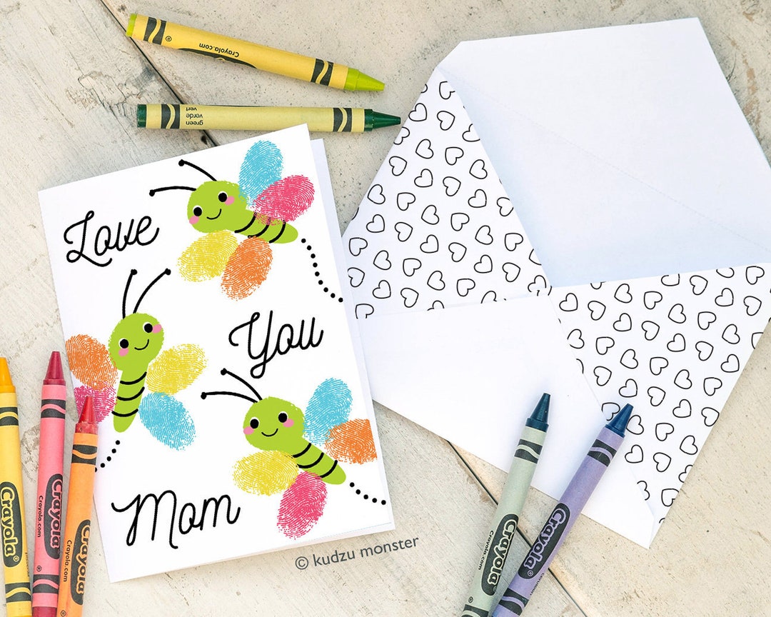 Butterfly Fingerprint Mother's Day Card INSTANT Printable