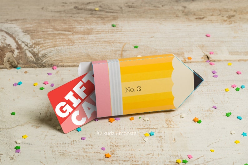 teacher appreciation pencil printable gift card box holder