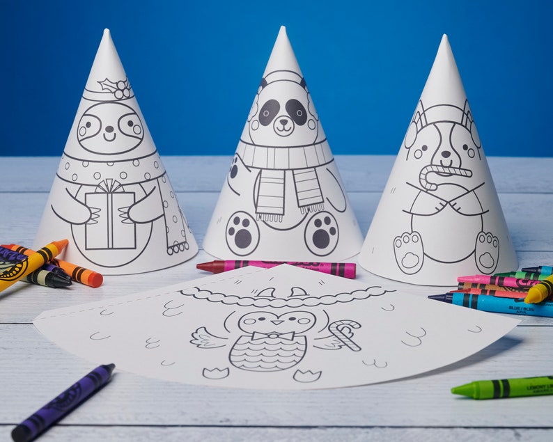 Printable Christmas Coloring Activity Cute Character Cone image 1