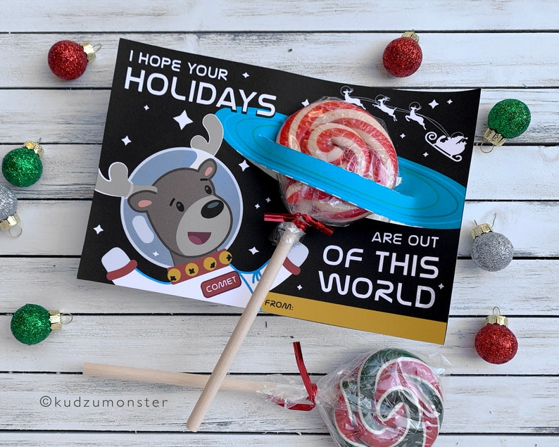 Saturn Space Comet Reindeer Christmas Lollipop Sucker Holder image 1