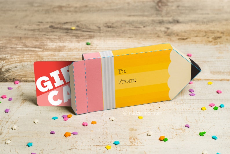 Teacher Appreciation Pencil printable gift card box holder or image 1